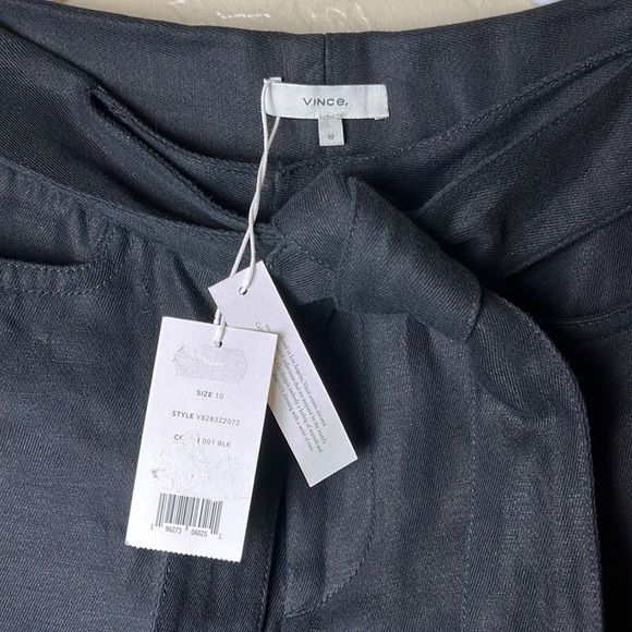 VINCE NWT Black Wide Leg Tie Front Cropped Pants - Size 10 - Picture 5 of 11